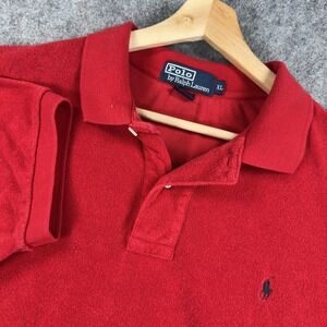 Polo By Ralph Lauren Polo Shirt Mens XL Red Terry Cloth Cotton Blend Knit Casual